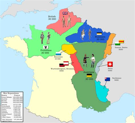 Occupation Zones In France 1815 1818 R Europe