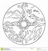 Coloring Elements Mandala Diksha Four Pages Illustration Water Dreamstime Earth Air Element Vector Drawing Fire 1300 02kb Tattoo Preview sketch template