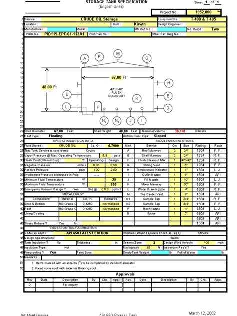 This results in a thinner tmin as compared to the api 650 tmin calcula>on. API 650 Tank Design Calculations