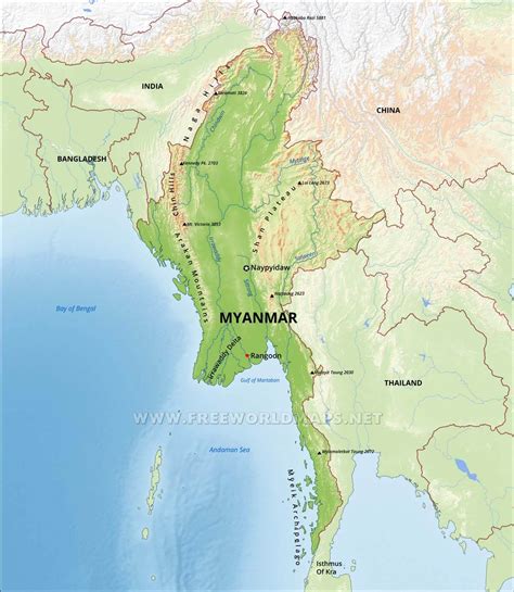 Myanmar Physical Map
