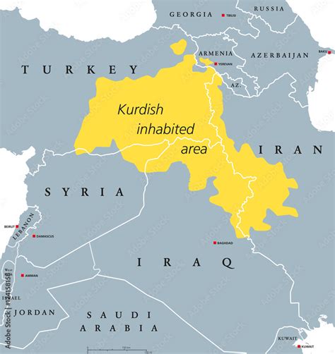 Kurdish Inhabited Area Political Map Kurdish Lands Also Kurdistan