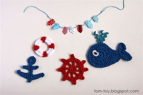 Nautical Crochet Appliques Crochet Squares Crochet Motif Cute Crochet