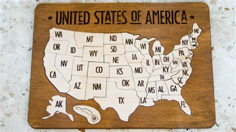 United States Wooden Map Puzzle Usa Map Table Game Wooden