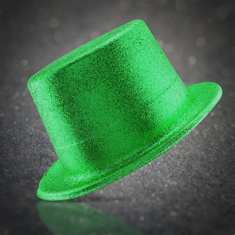 Green Glitter Top Hat Unimprintable Hats