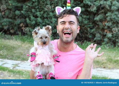 Cute Man And His Pet Celebrating Diversity Stock Image Image Of Love