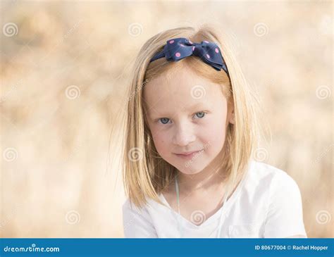 Portrait Of An Expressive Beautiful Little Girl Stock Photo Image Of