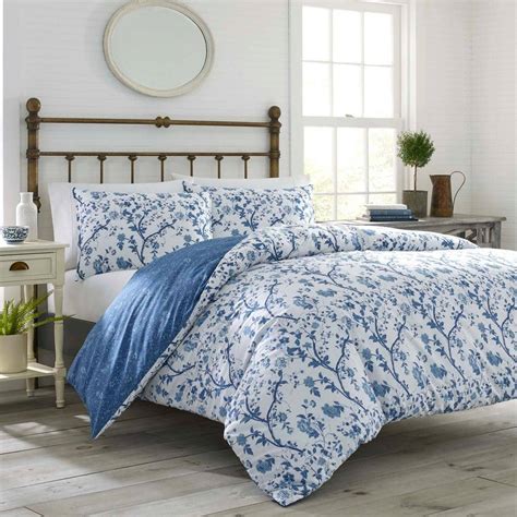 Laura Ashley Elise 7 Piece Navy Blue Floral Cotton Fullqueen Comforter