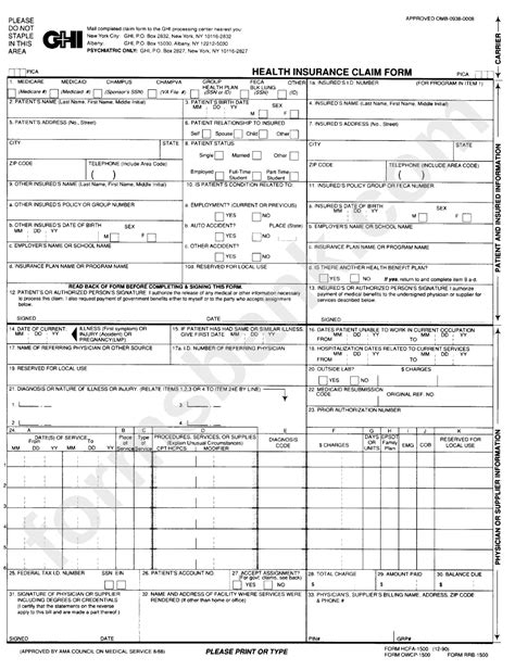 Universal Claim Form Template 91817 Hcfa 1500 Medical Billing Wiki