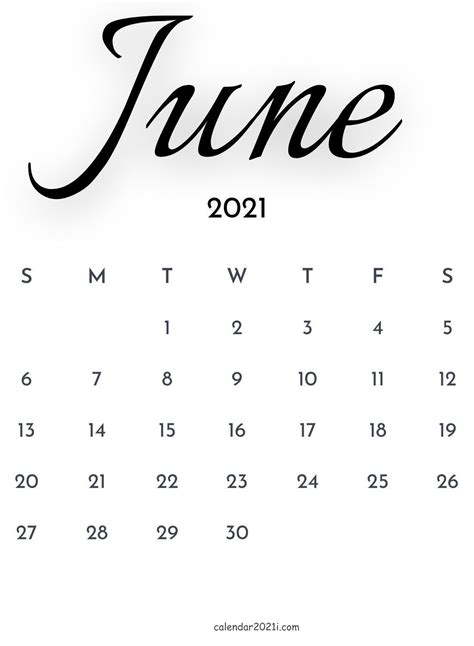 June Calendar Aesthetic