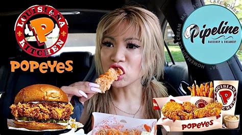 Popeyes Spicy Chicken Sandwich Mukbang Youtube