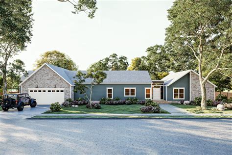 Contemporary Ranch Plan with Two Master Suites - 311022RMZ