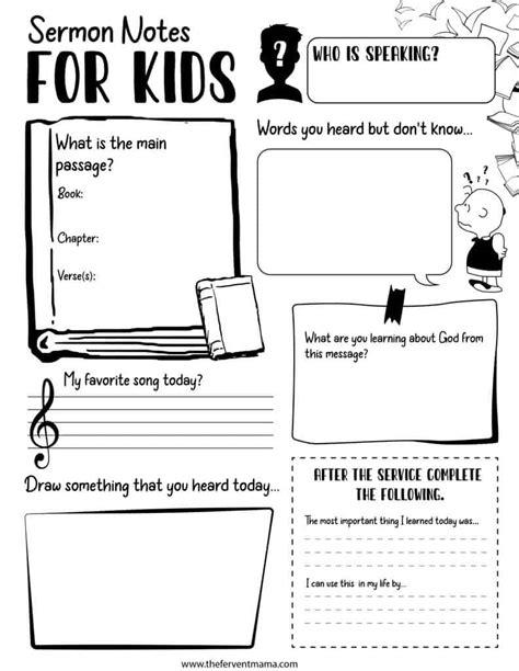 Sermon Notes For Kids The Fervent Mama