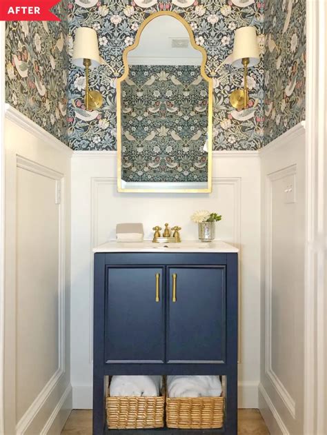 Before And After A 90s Era Powder Room Gets A Highlow Patterned