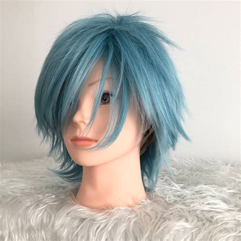 Anime Blue Short Synthetic Cosplay Wig For Halloween Costume Etsy