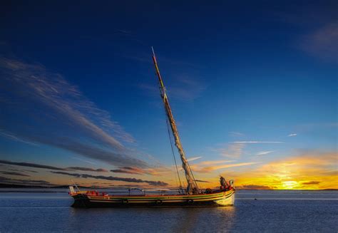 Wallpaper Boat Sailing Ship Sunset Sea Nature Reflection Sky Vehicle Photography