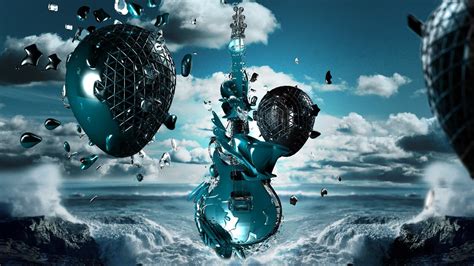 Guitar And Balloons Painting Abstract Guitar Water Musical