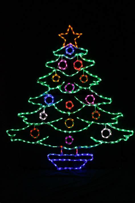 Led Metal Frame Outdoor Display Christmas Tree Decorated With Ornaments