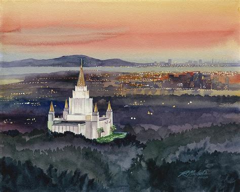 Oakland Temple Sunset Painting By Ruth Allen Nichols Fine Art America