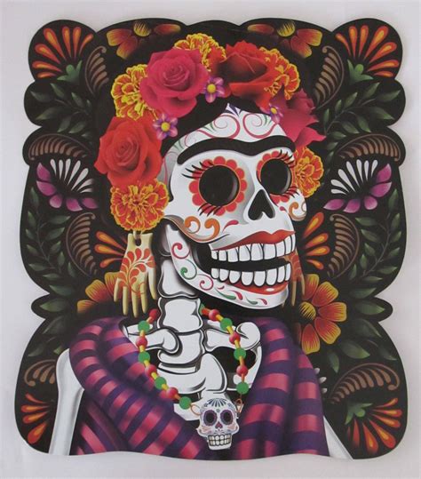 Skull Frida Kahlo Poster Day Of The Dead Cardboard Wall