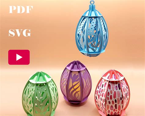 DIY Quick 3D Easter Egg no glue template PDF and SVG file for instant