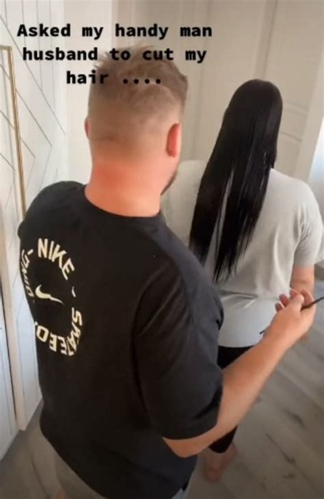Diy Haircut Husband Trims Wifes Split Ends Using Spirit Level Video Au