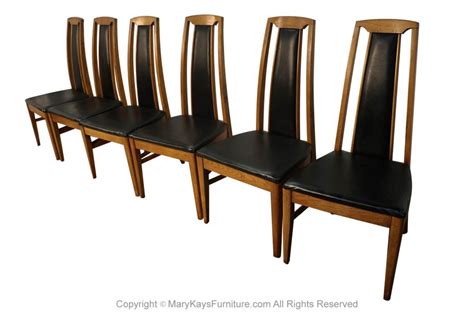 Set Of Six Mid Century Modern High Back Walnut Dining Chairs Mary Kay