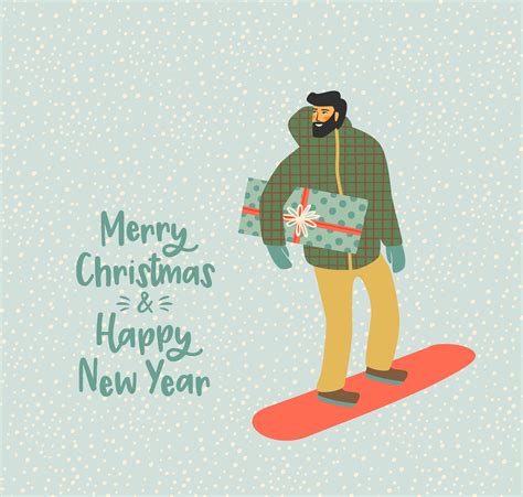 christmas and happy new year illustration whit people trendy retro style 287991 vector art at