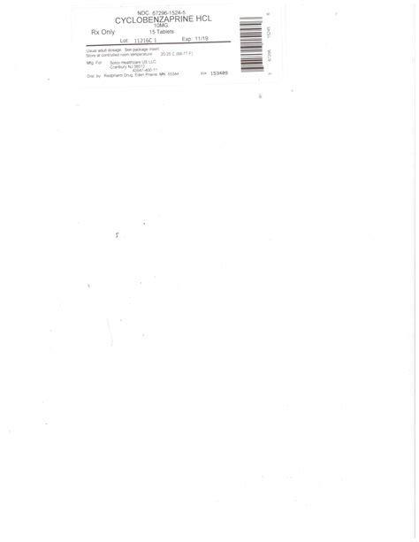 NDC 67296-1524 Cyclobenzaprine Hydrochloride Tablet, Film Coated Oral