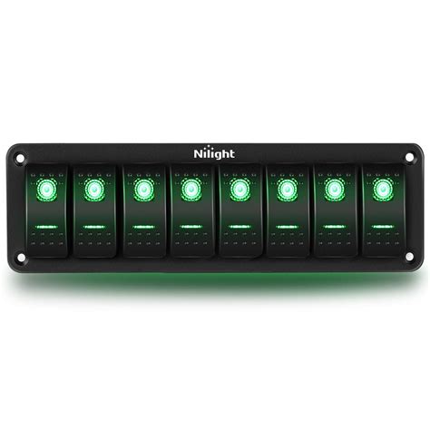 Nilight 8 Gang Rocker Switch Panel 5pin On Off Toggle Switch Aluminum