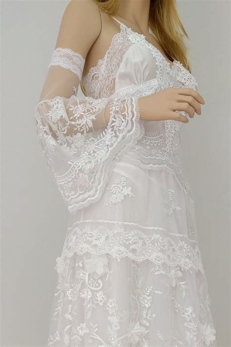 Detachable Bridal Ivory Lace Bell Sleeves Detachable Bicep Etsy