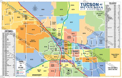 Tucson Metro Area Zip Code Map Otto Maps