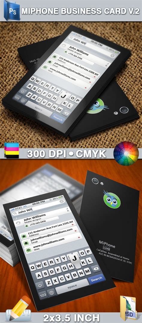 Great for individuals and businesses who want to create. iPhone Business Card V.2 by CaCaDoo | Business cards creative templates, Business card design ...