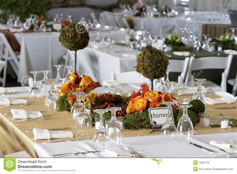 Dining Table Set For A Wedding Or Corporate Event Stock