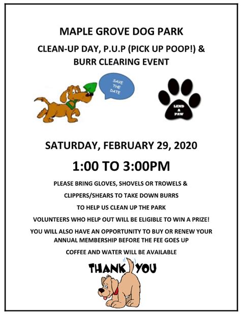 Clean Up Day Pup Pick Up Poop And Burr Clearing Event Mgpdoa