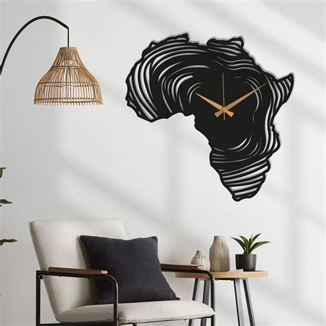 Africa Metal Wall Clock Africa Map Clock Black Africa Wall Etsy