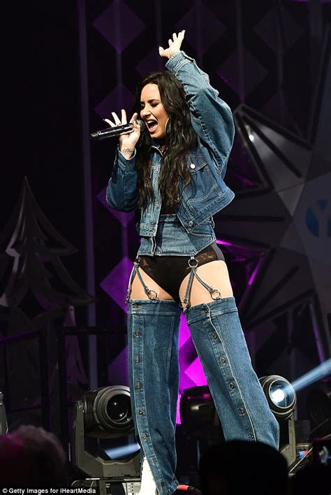 Demi Lovato Wears Denim Chaps To Y100s Jingle Ball Daily Mail Online