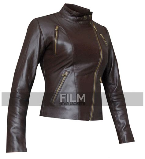Women Slim Fit Motorcycle Brown Leather Jacket