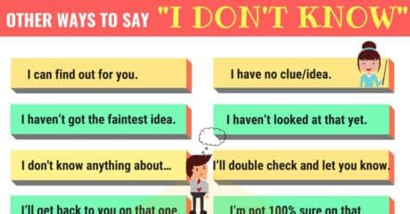 Other Ways To Say I Don T Know In English Esl