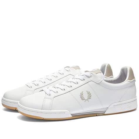Fred Perry B722 Leather Sneaker White And Silver End It