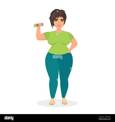 Plus Size Woman Doing Sport Fat Girl Fitness Exercise Training