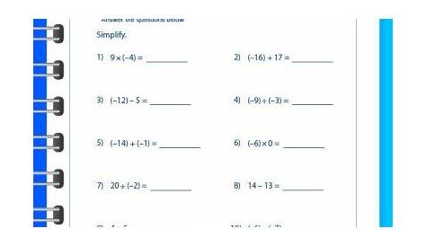 Free Printable 7th Grade Integers Worksheets [PDFs] Brighterly