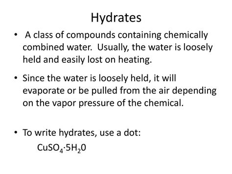 Hydrates Chemistry Ppt Download