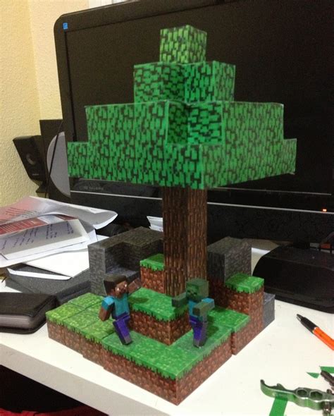 Mini At Least Papercraft Minecraft Xvi Árbol Tree