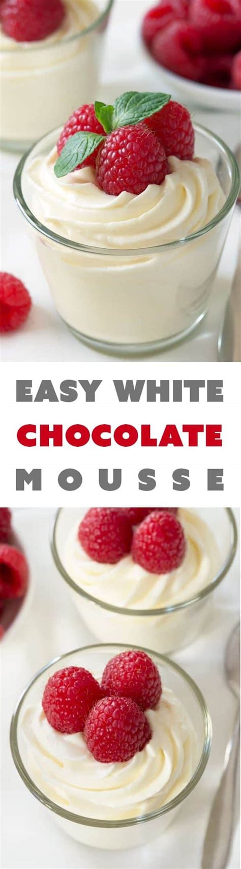 After whisking the chocolate and cream together don't let the mixture sit in the fridge for longer than 20 minutes or it will be difficult to combine it with the whipped cream. Easy White Chocolate Mousse - My Baking Addiction