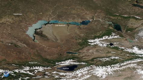 Cloud Free View Of Lake Balkhash In Kazakhstan Noaa National