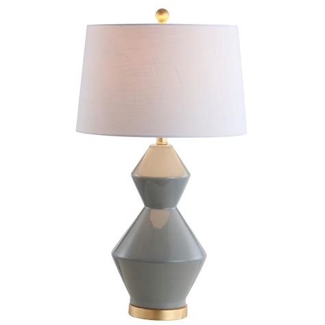 Gold table lamp with linen shade. JONATHAN Y Alba 29 in. Gray/Gold Leaf Geometric Ceramic/Metal LED Table Lamp-JYL4013B - The Home ...