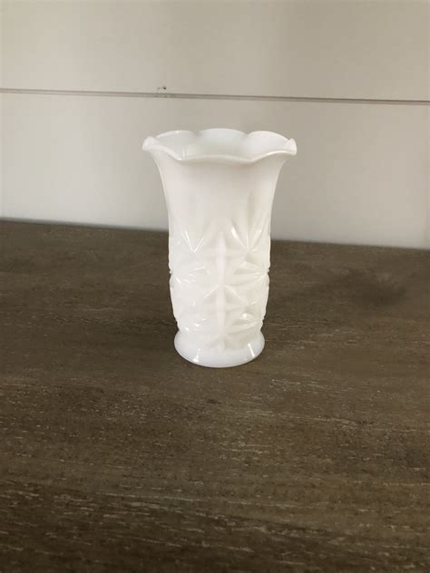 Rare Size Vintage Hazel Atlas Milk Glass Ruffled Vase Etsy