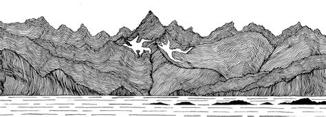 Alaska Mountains Ink Drawing Fine Art Print Etsy