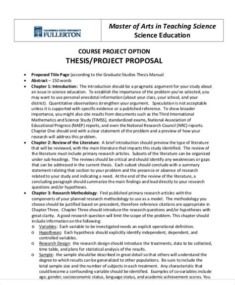 Thesis Proposal Template 9 Free Word Pdf Format Download