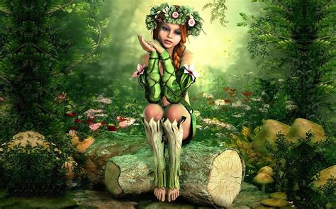 Sweet Forest Nymph Forest Nymph Enchanting Green Flowers Dreamy Digital Art Hd Wallpaper
